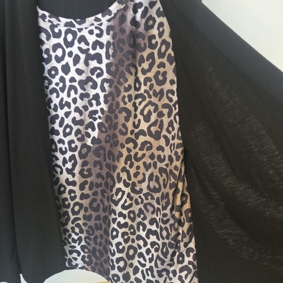 White Stag Black 2 in 1 Cardigan Cheetah Animal Print Blouse Shirt Top Size XL - Picture 5 of 8